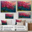 Arbre de vie rose rose et bleu vibrant - art mural cerisier en fleurs-1928672903-2091186231