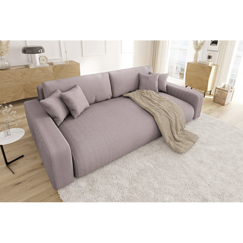 6 Seater Corduroy Sofa Bed, Powder Pink