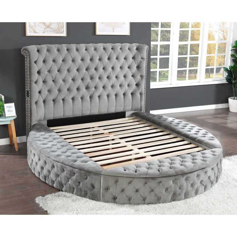 Taner Upholstered Storage Bed, Gray, King