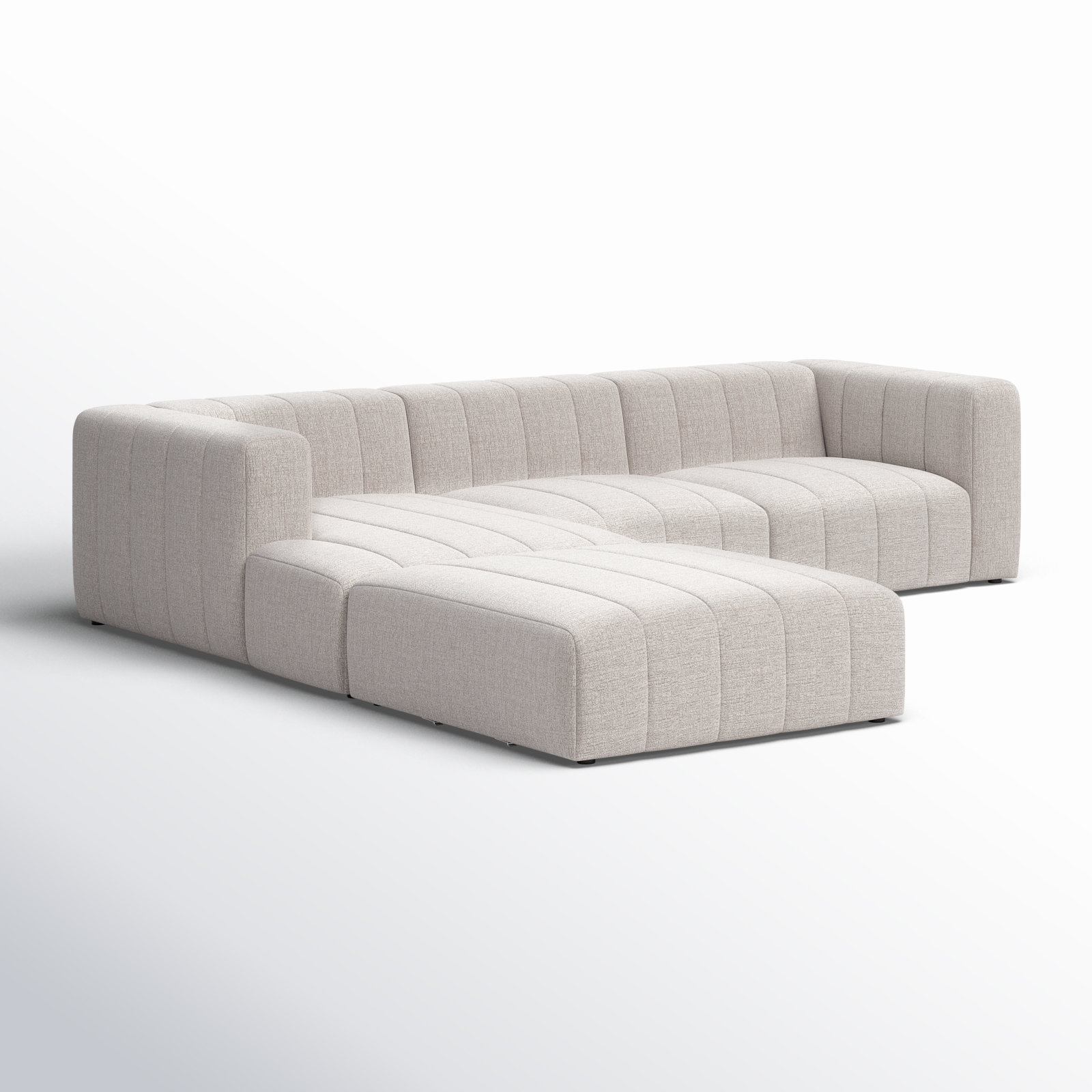 Bowry Sofa and Chaise, Reversible, Neutral Sandstone Polyester