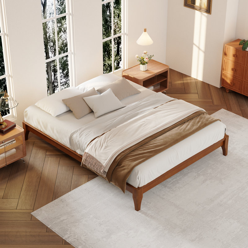 12 Inch Full Size Solid Dry Bamboo Wood Platform Bed Frame, With Wood Slat Support, No Box Spring Needed, Easy Assembly, Full