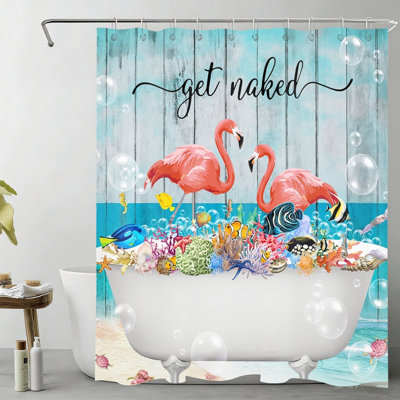 Rideau de douche flamant rose "Flamingo", 72 x 72 pouces
