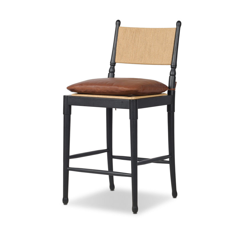 Fayth Stool with Cushion, Counter Stool (25.5” Seat Height)”, Stained Black Ash