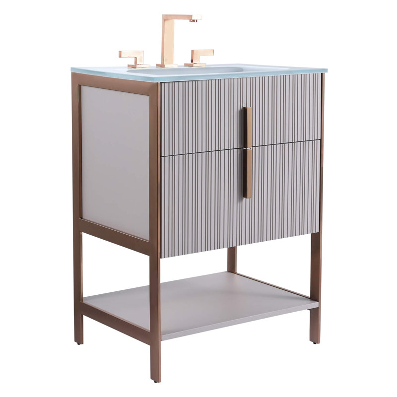 Mirutil Single Bathroom Vanity with Top, Rose Gold, Bright Taupe