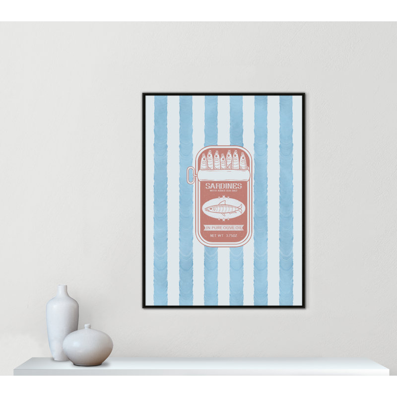 «Salty Sardines Print» par Marcus Prime, L 37,5 po x H 49,5 po, Flottant espresso