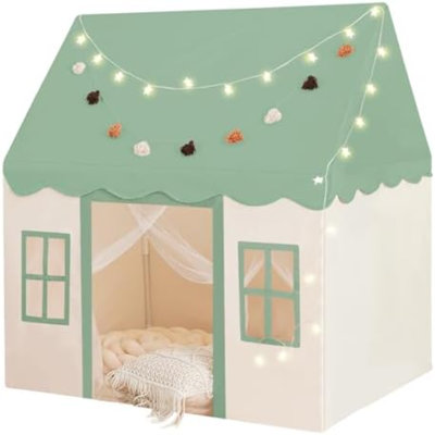 Play Tent With Mat, Star Light Large Kids Playhouse With Windows Easy To Wash, Indoor And Outdoor Play Tents For Kids, Toys , , 47X40x52 (Green Playhouse, Large Size)