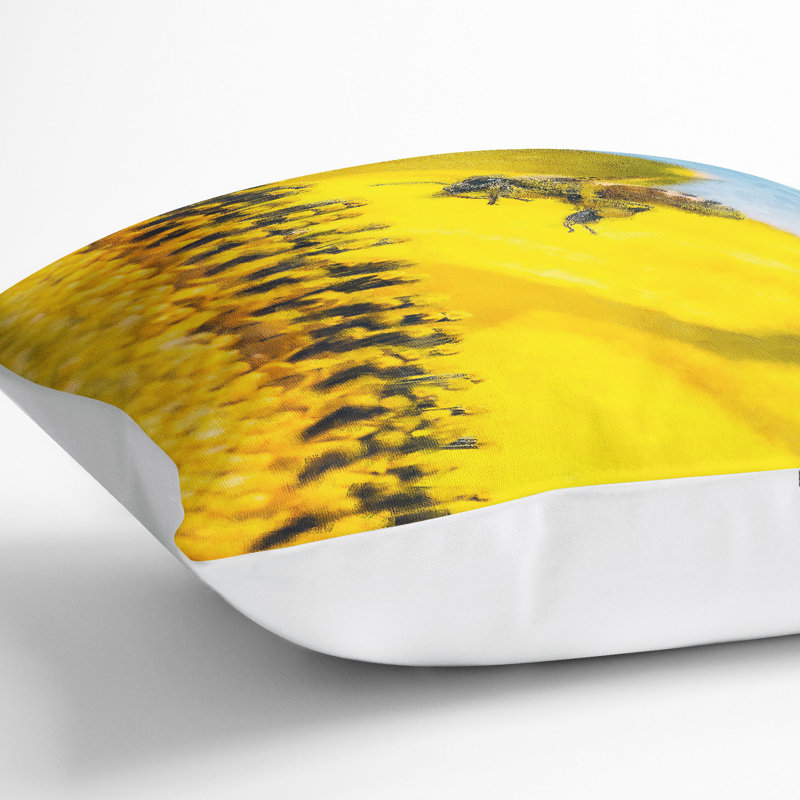 Busy Bee & Flower Cushion with Filling, White, 40cm H x 40cm W x 15cm D