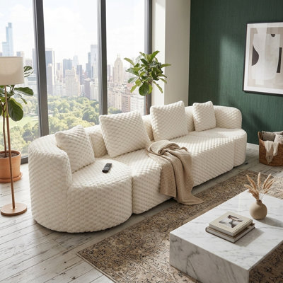 138" Modern Modular Sectional Sofa with Free Combination Design and Bubble Velvet Upholstery
