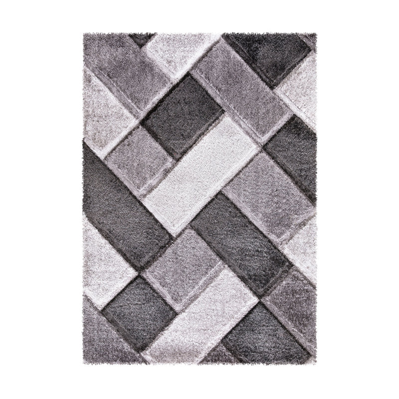 Efimenko Geometric Shag Area Rug, Rectangle 60 x 110cm