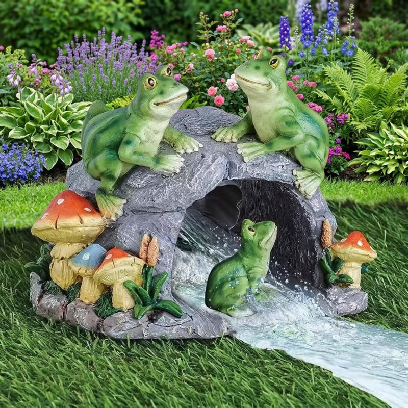 Decorative Frog Downspout Extension Statue for 3x4 Inch Gutter Splash Block Outdoor Lawn Patio Ornament