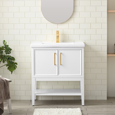 Meuble-lavabo simple 30 po avec plateau en céramique Cheriton