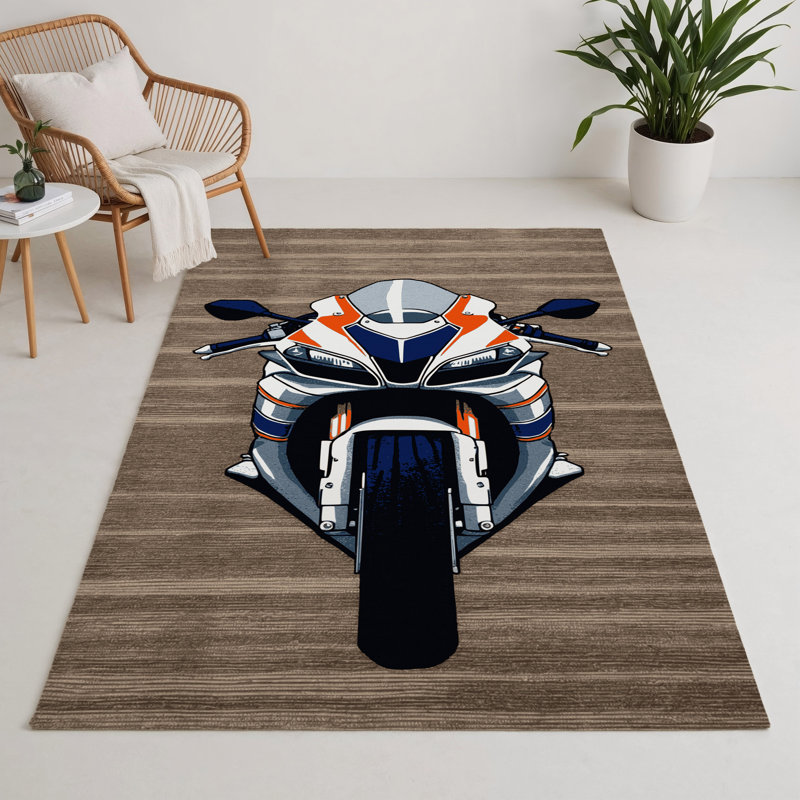 Transportation Gray Indoor and Outdoor Area Rug, Rectangle 3' x 5'