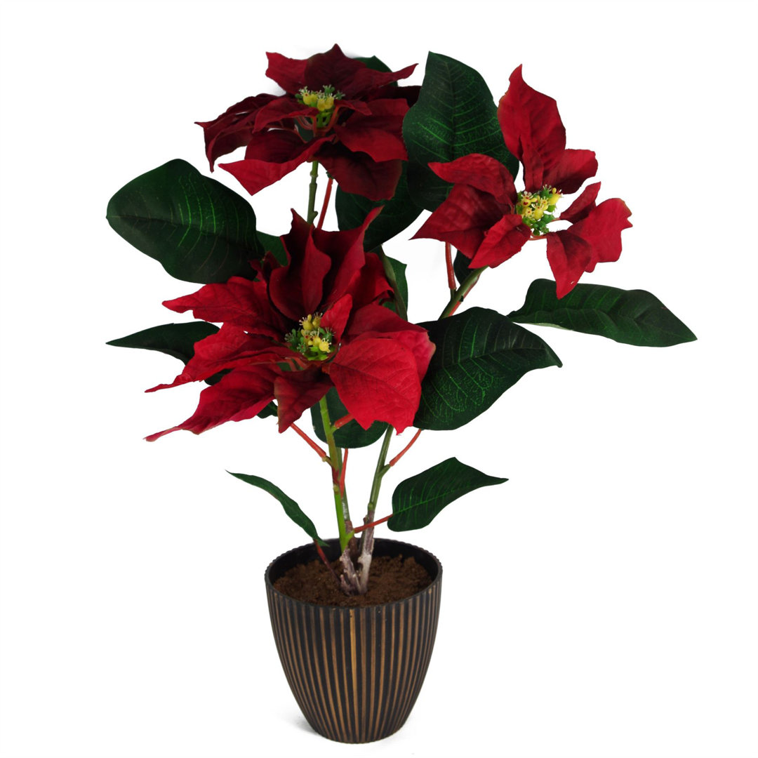 Artificial Poinsettia Xmas Plant Pot