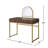 Vanity Desk with Mirror and Open Metal Frame, Brown and Gold