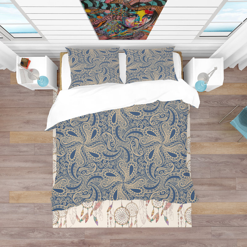Ensemble de housse de couette en microfibre bleue, Housse simple + 1 taie décorative