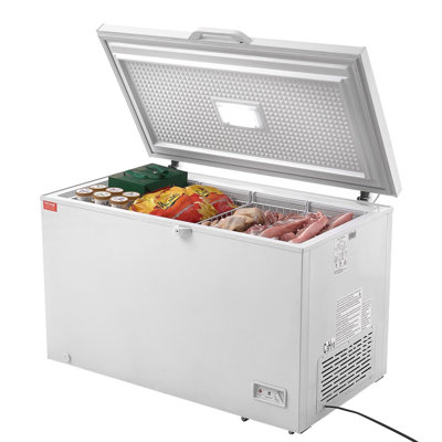 Red Global Chest Freezer, 12.8 Cu.ft / 345 L Large Deep Freezer & 4 Removable Baskets