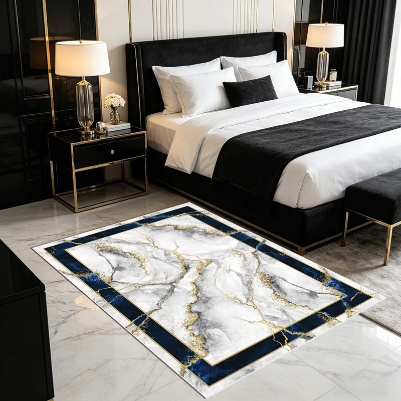 The light luxury marble-patterned carpet brings a sense of elegance, perfectly fitting modern, light luxury, and retro-style homes, instantly elevating the spatial ambiance
