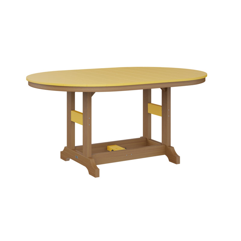 Table de salle à manger à hauteur de comptoir 64 po Berlin, Jaune soleil levant, Teck naturel