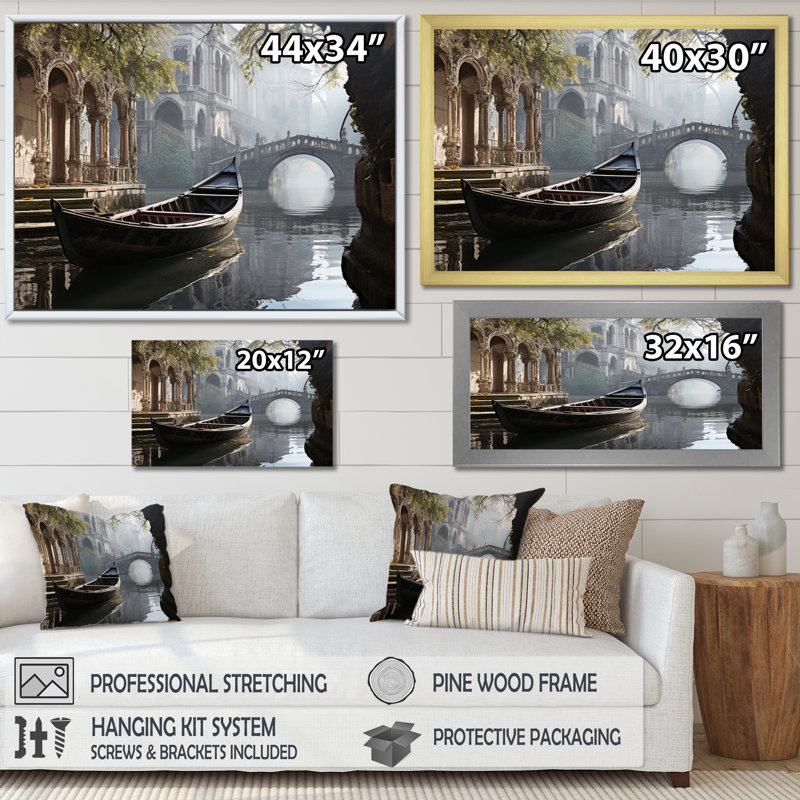 Canal Canal Mystical Graphite - imprimé, Cadre simple blanc, H 24 po x l 32 po x P 1 po