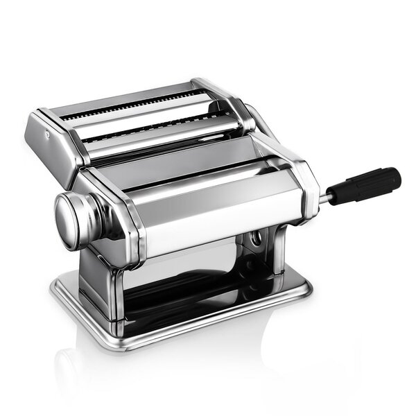 OVENTE Manual Stainless Steel Pasta Maker Machine and 7 Thickness Setting  (0.5 to 3 mm), Easy Cleaning & Storage with Attachments of Hand Crank  Roller