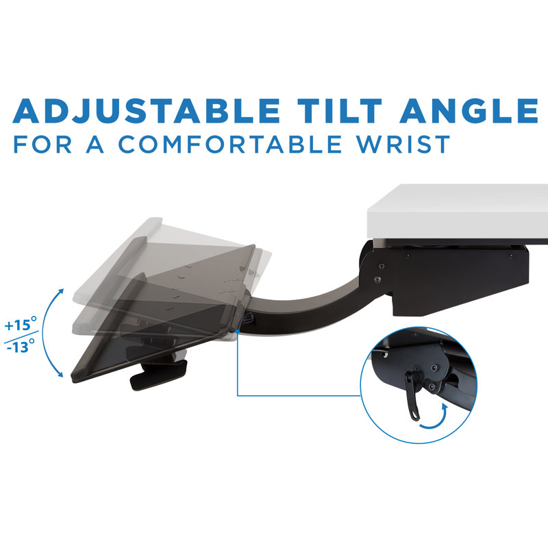Black Adjustable Under Desk Keyboard and Mouse Drawer with Wrist Rest