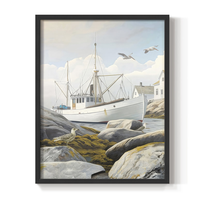 Fisherman's Way I, reproduction encadrée - bois massif, Noir, noir, noir, noir, 11" H x 9" W