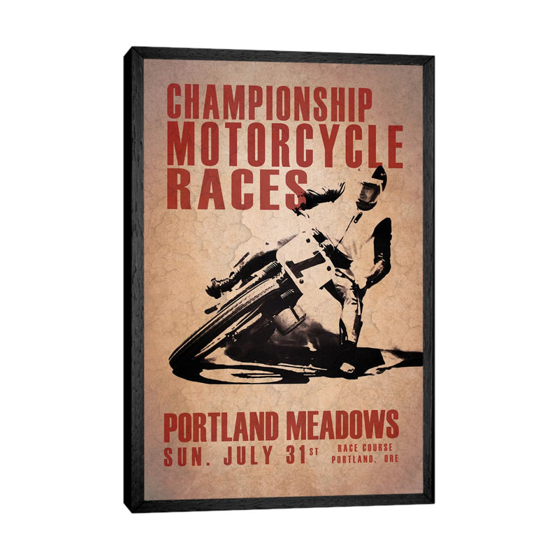 Portland Meadows 1 Piece Wall Art on Canvas, 101.6cm H x 66.04cm W x 3.81cm D, Black Framed