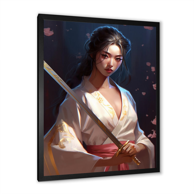 Samurai Cyberpunk Chick III - impression, Cadre photo noir, H 20 po x l 12 po x P 1 po
