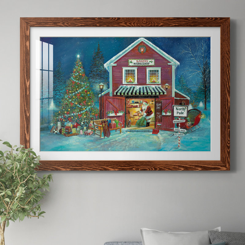 «Santa's Workshop» par J Paul, reproduction d'art sur papier encadrée, H 31,5 po x l 23,5 po x P 1,5 po