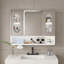 Armoire de salle de bain murale à miroir avec lumières DEL, anti-buée et anti-déflagrant, armoire à pharmacie tactile, éclairage 3 couleurs, désembueur, rangement avec verre transparent