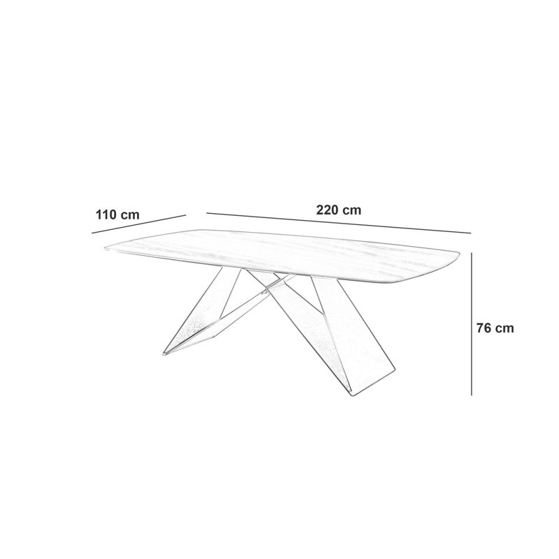 Damone Metal Base Dining Table, Brown, White