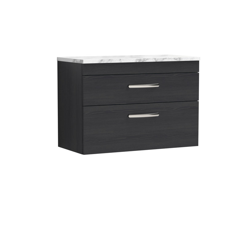 Athena 142.24cm Single Bathroom Vanity Base Only, Charcoal Black Woodgrain