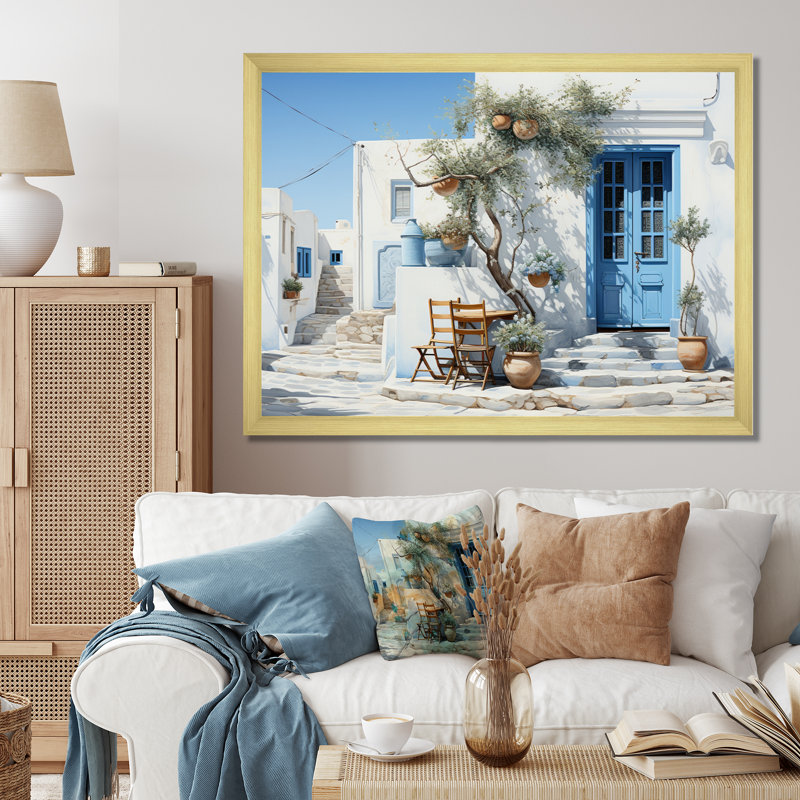 «Grèce Cycladic Harmony IV», art mural sur toile Grèce, H 24 po x l 32 po, Cadre doré à une seule photo