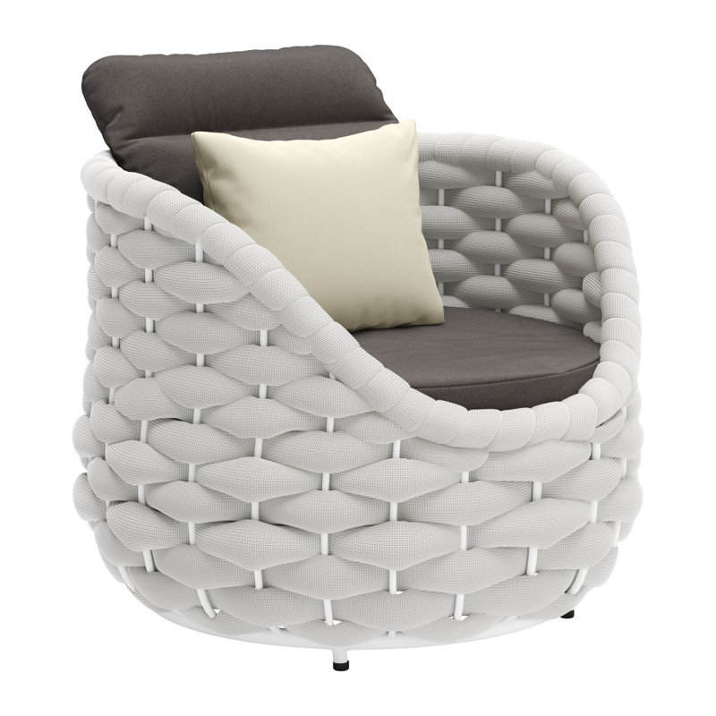 Fauteuil club 34 po et coussin décoratif gris et blanc 34 po