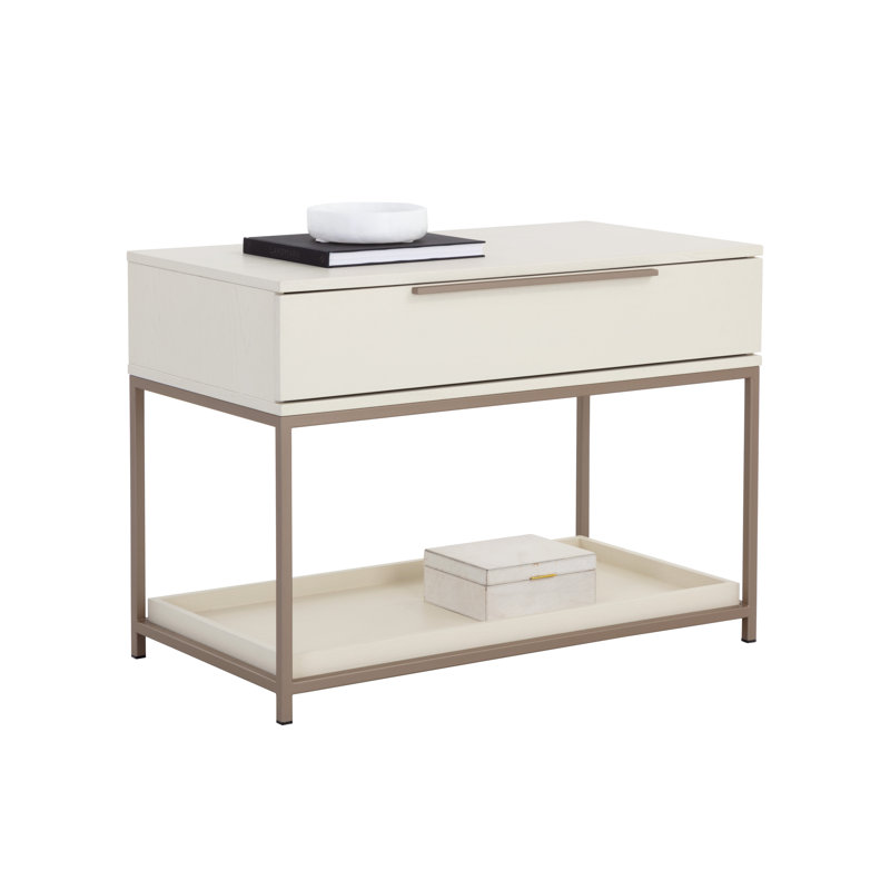 Mitrea 1 - Drawer Nightstand, Cream/Antique Brass