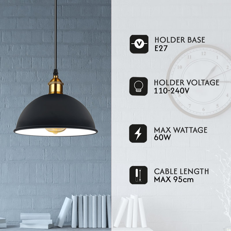 Lorenza 1 - Light White Single Pendant, Black