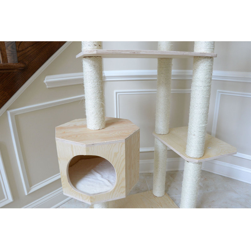 89'' Natural Beige Scots Pine Cat Tree with Sisal Posts