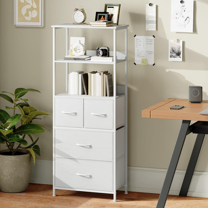 128.5cm H x 51.5cm W Metal Standard Bookcase, White