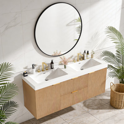 Meuble-lavabo double avec comptoir en résine SMC