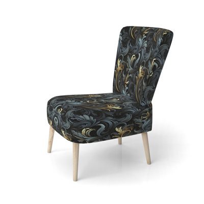 Chaise d'appoint rembourrée noire et dorée Paisley