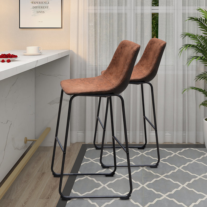 Tabouret de bar en similicuir (ensemble de 2), Chameau, Tabouret de bar (siège d'une hauteur de 29 po)