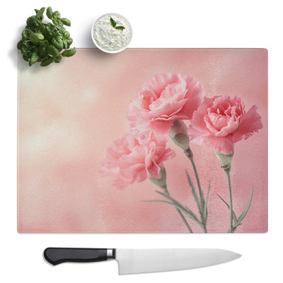 Carnation Flower Vol.2  Glass Chopping Board