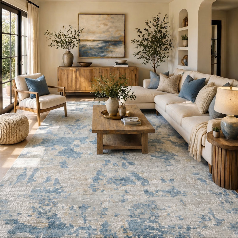 Brazell Abstract Indoor Rug, Rectangle 7'6" x 9'6"