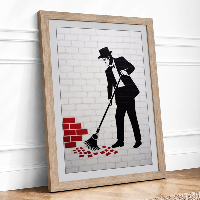 Gentleman Sweeping Urban Art - Print, Oak, A3 - 42.0 x 29.7 cm