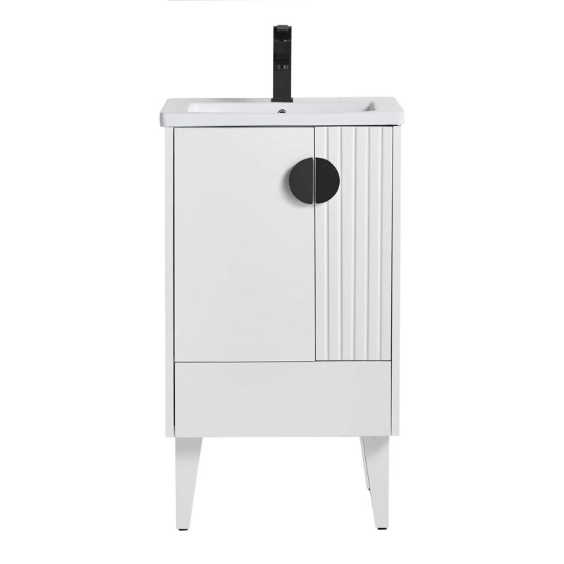Ensemble de meuble-lavabo simple 20 po Saimah, Noir, Blanc mat