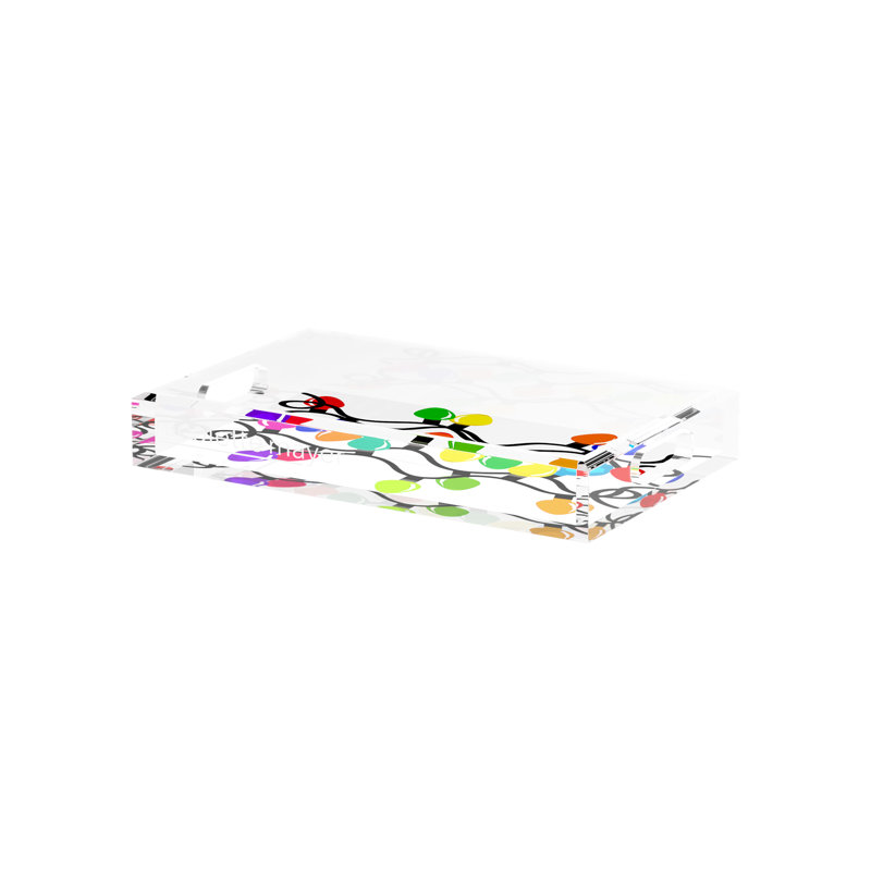 Xmas Tangle Primaries Acrylic Rectangle Decorative Tray, 12.5"W x 7.75"D x 2"H