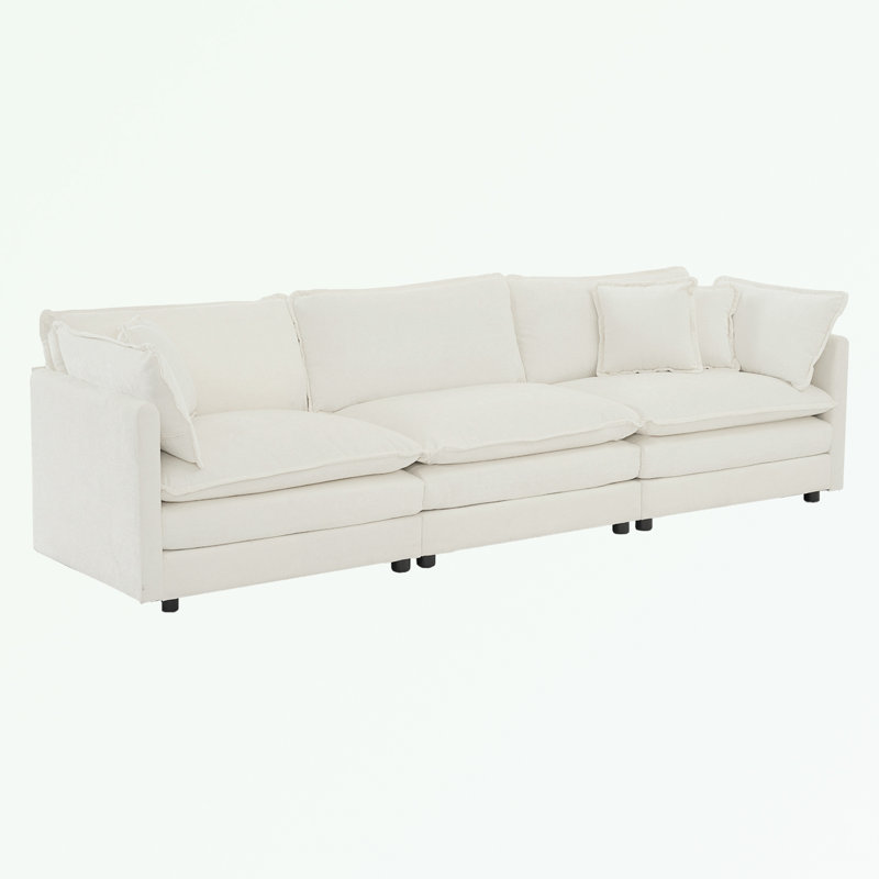 Canapé modulaire Tomica, Chenille blanche, 3