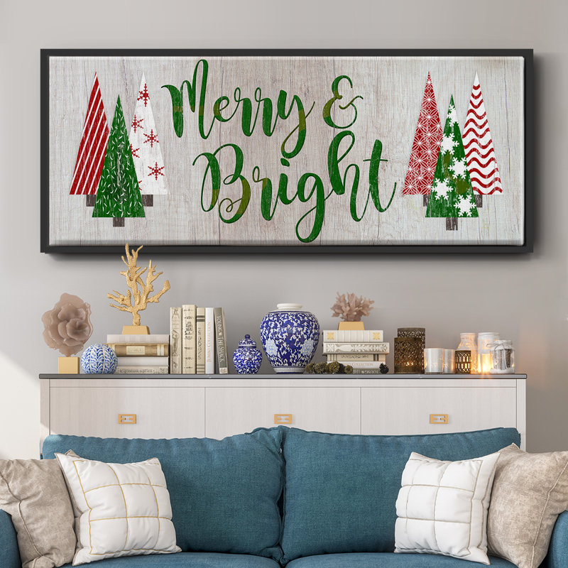 Merry & Bright- Framed Canvas, 8" H x 20" W