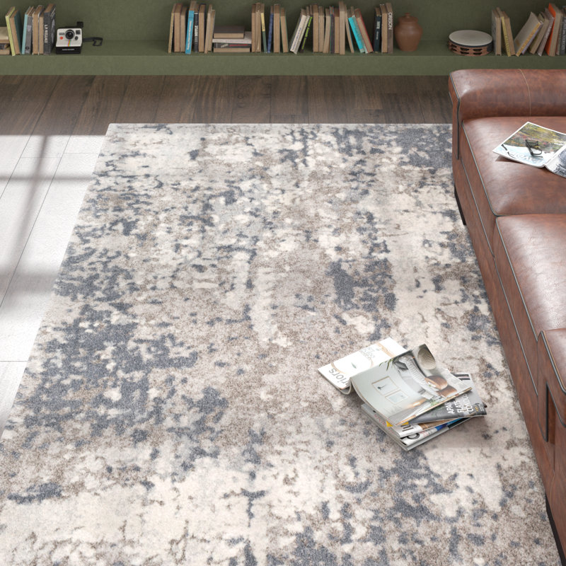 Kolar Abstract Beige/Gray Rug, Rectangle 6'7" x 9'6"