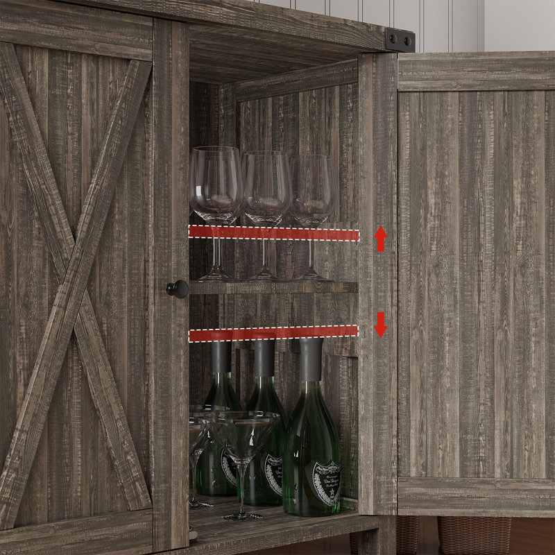Farmhouse Entryway Buffet Sideboard Cabinet with Doors and Shelves – Rustic Storage Console for Dining Room, Living Room, or Hallway – Dark Antique Oak, 76x40x80cm